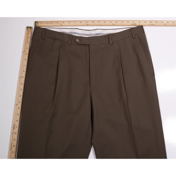 Canali 1934 Solid Brown Pleated Wool Dress Pants Trousers Current 38x32 - Picture 6 of 9